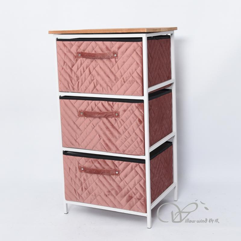White Iron frame with foldable Storage box cabinet Floor Cabinet Iron Storage Cabinet Home Office Li