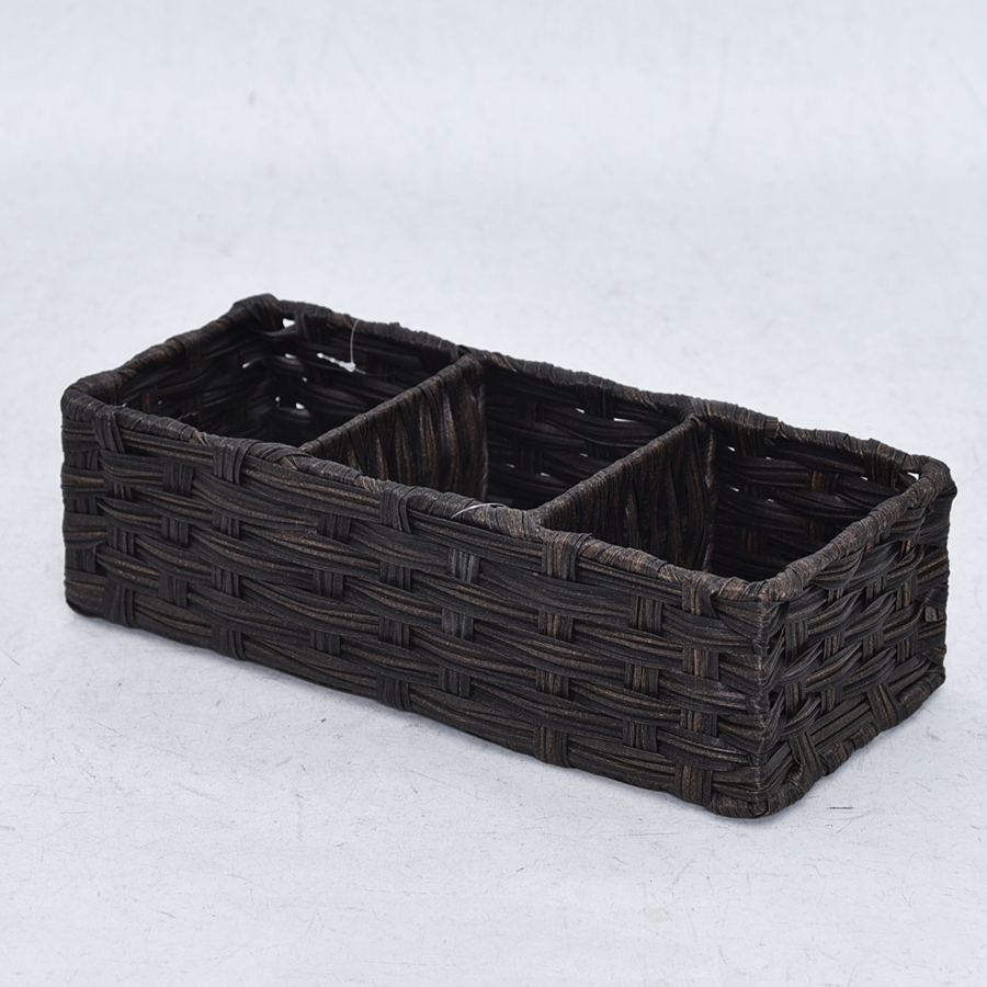Dark brown woven storage tote basket