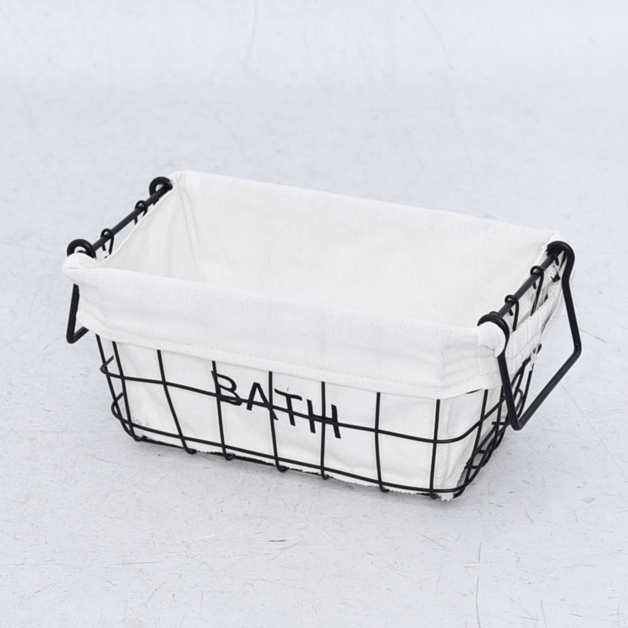 Black rectangle wire storage basket with handles
