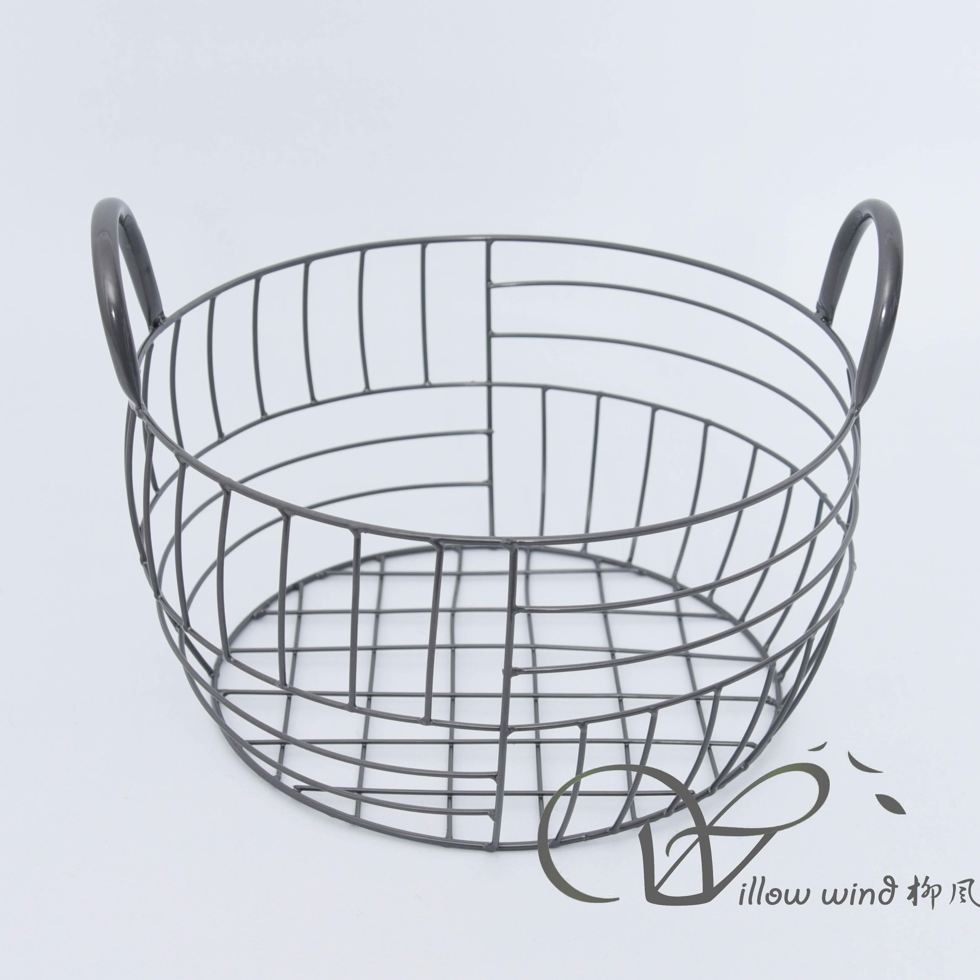 Black Round Wire storage basket Fruit Basket