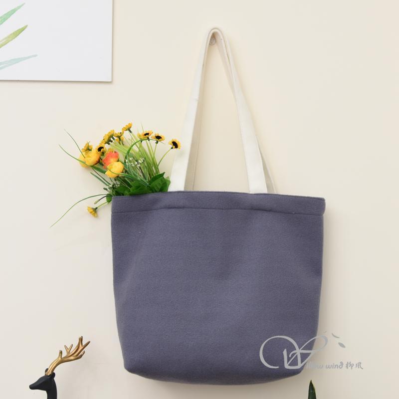 Grey rectangular Spacious Durable small woolen Bag Multi-function handle
