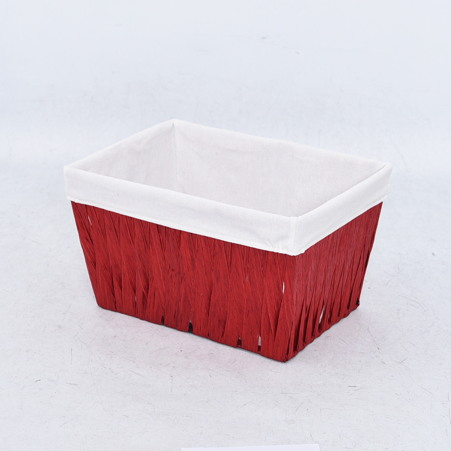 Red rectangle paper rope storage basket