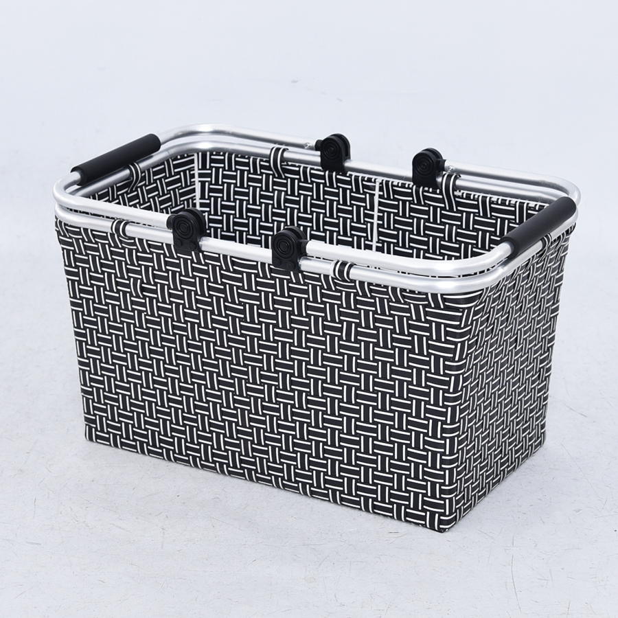 Black and white color rectangle picnic and storage basket